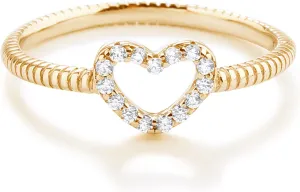 Precious Pieces Sterling Silver or 14K Gold Plated CZ Heart Baby Ring with Rope Band for Toddlers, Little Girls, Stackable or Pinky Ring for Teens and Women