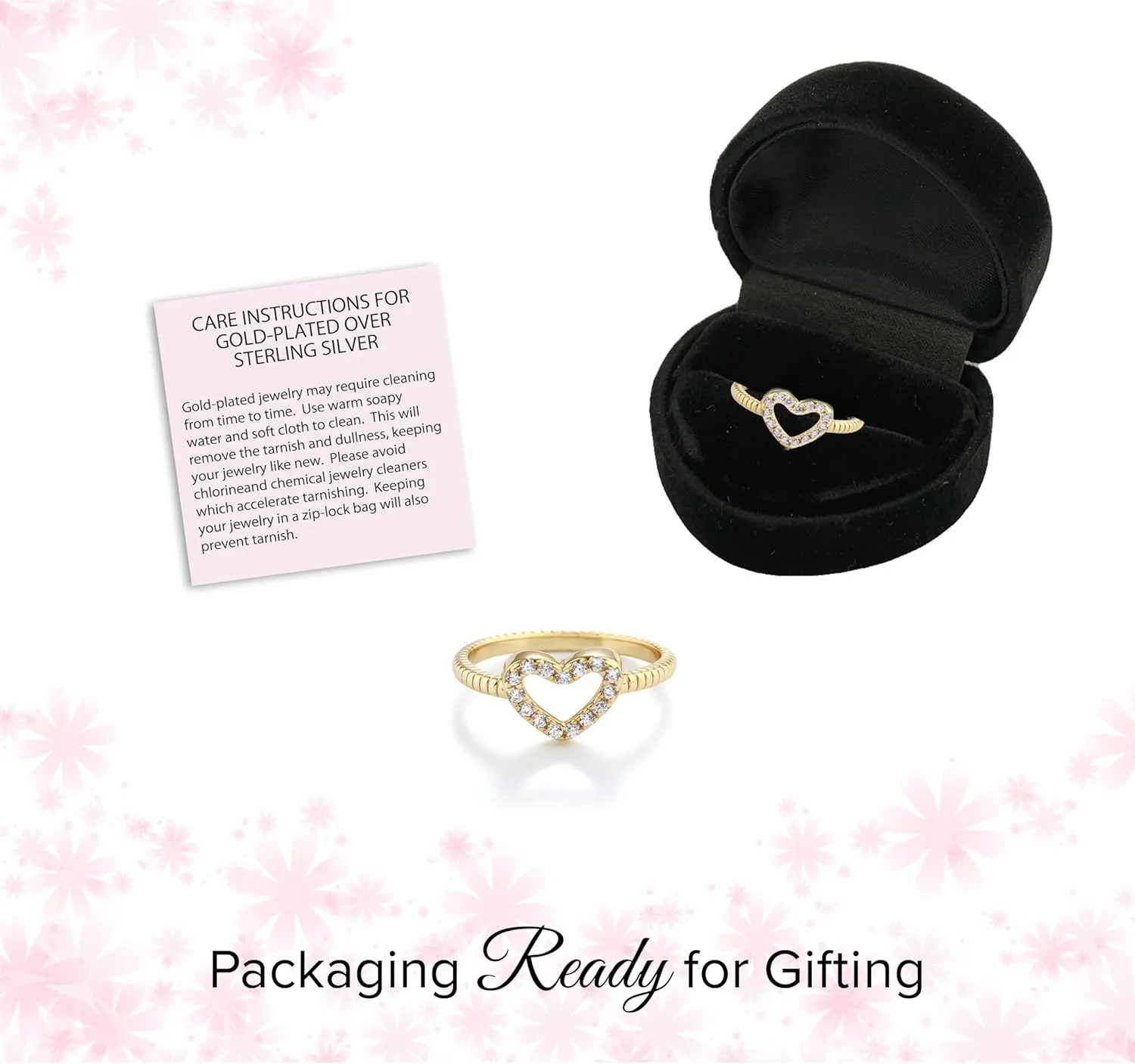Precious Pieces Sterling Silver or 14K Gold Plated CZ Heart Baby Ring with Rope Band for Toddlers, Little Girls, Stackable or Pinky Ring for Teens and Women