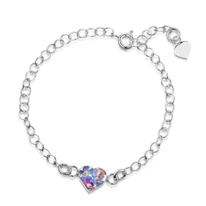Purple Haze Heart Round link chain Bracelet with Real Flowers in Sterling Silver | Shrieking Violet®