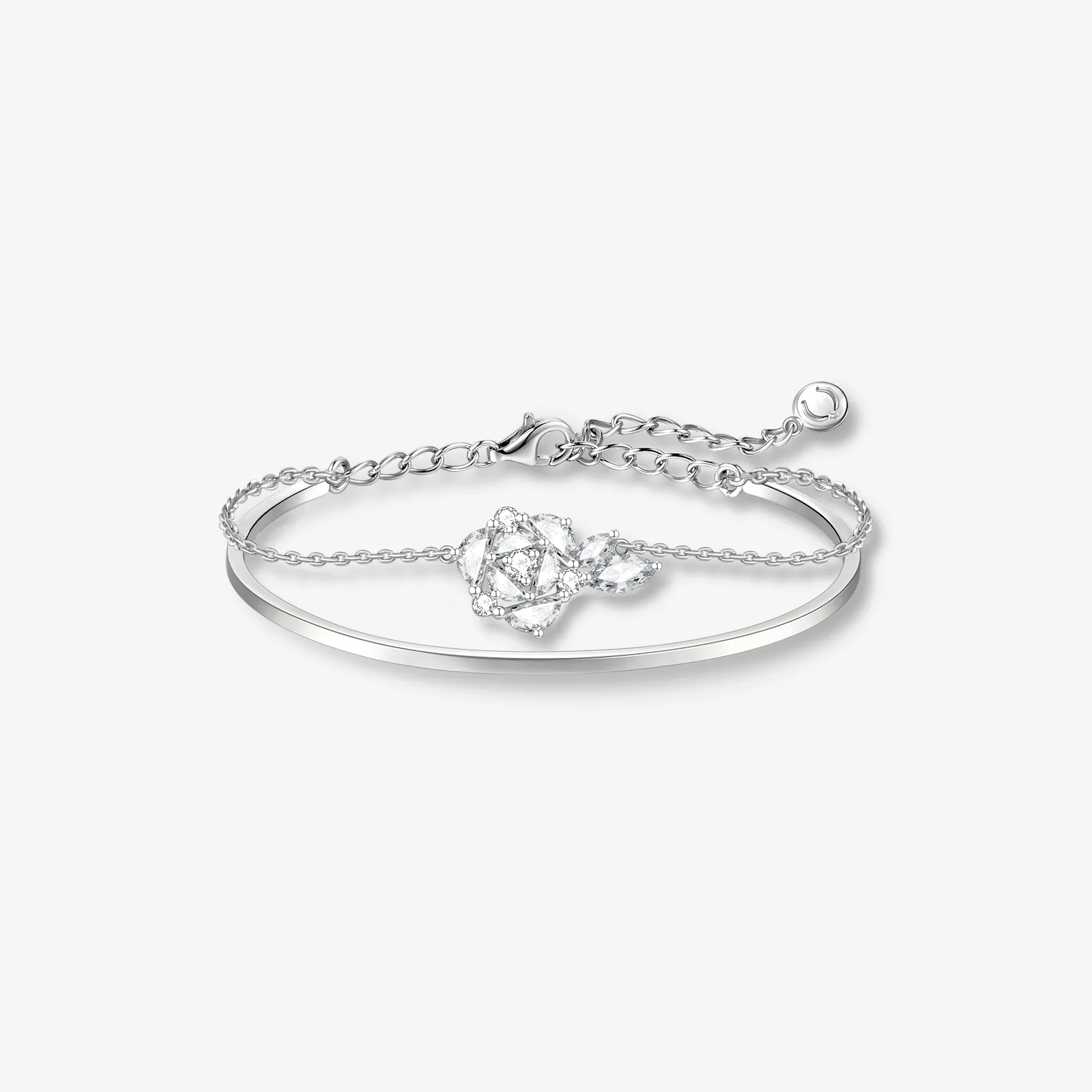 "Blooming Rose" Sterling Silver Bangle Bracelet