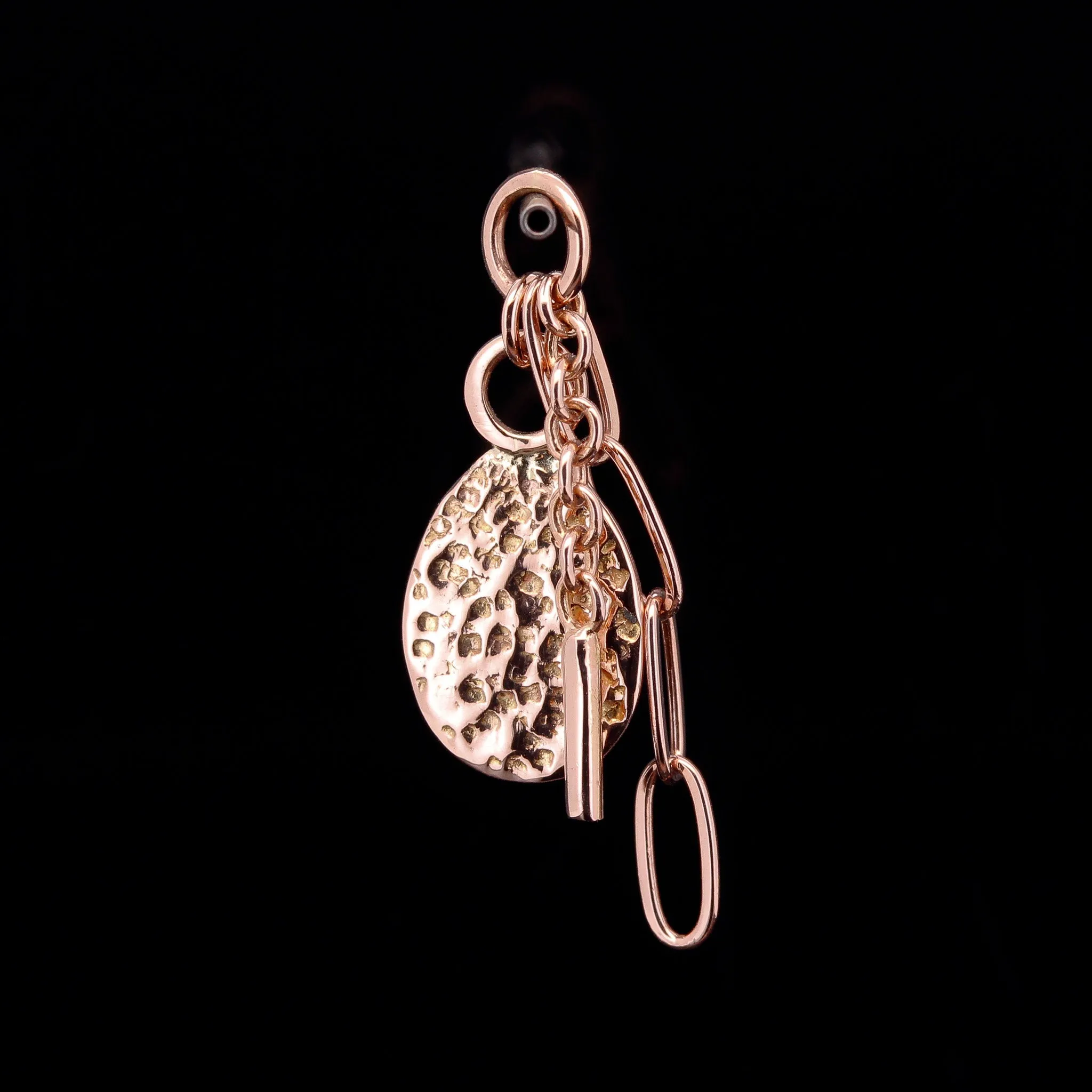 Rose Cut Purple Spinel in Rose Gold Scalloped Comet Charm
