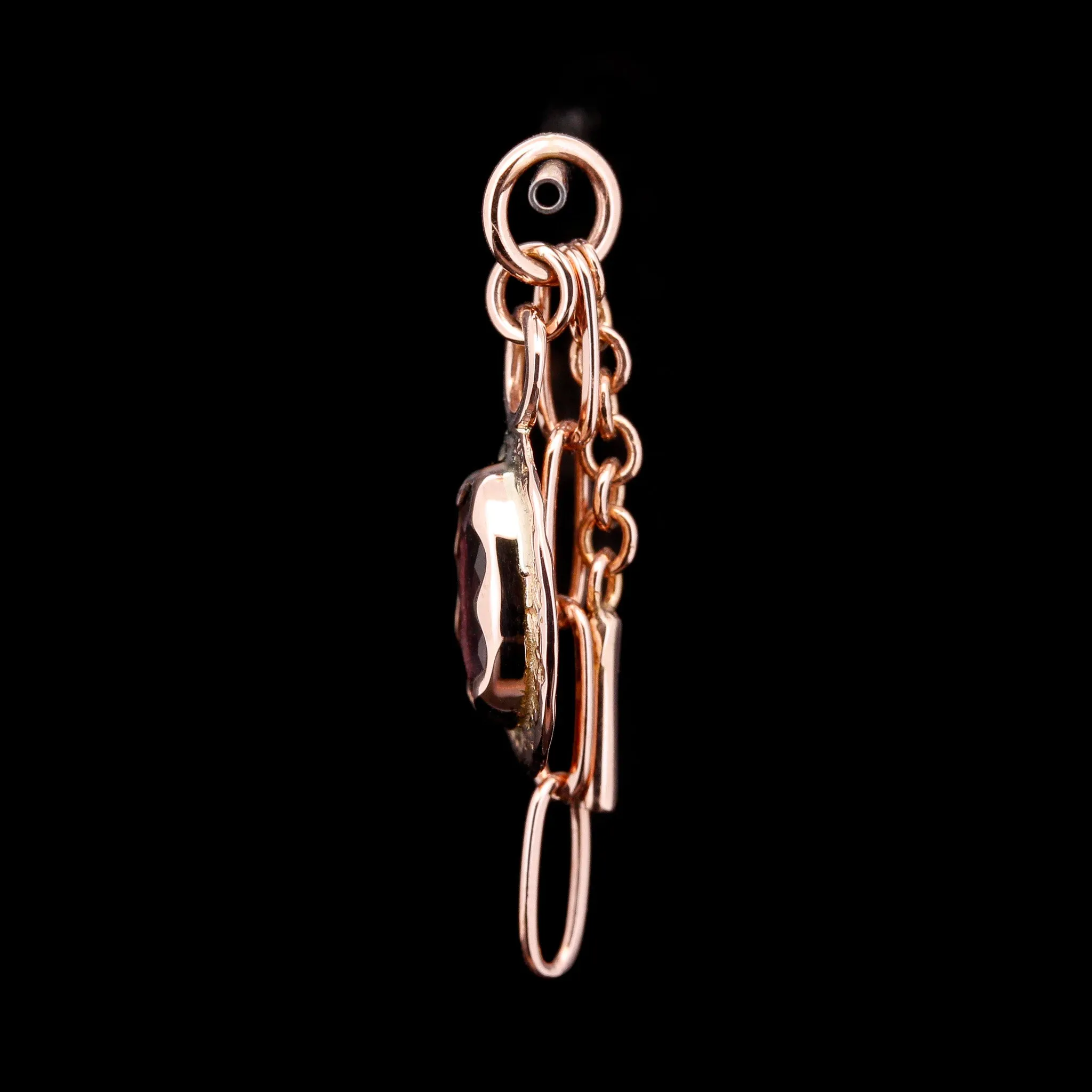 Rose Cut Purple Spinel in Rose Gold Scalloped Comet Charm