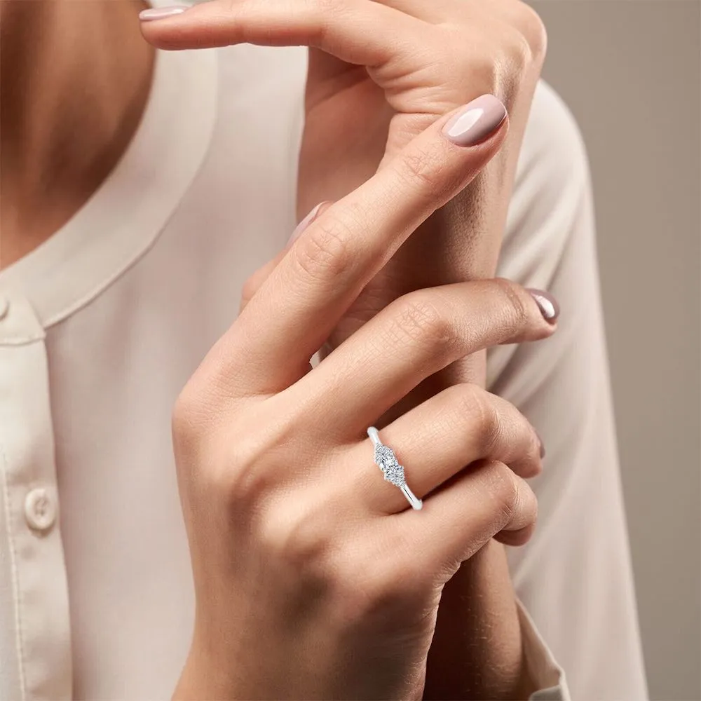 Round Cut Petite Moissanite Engagement Ring
