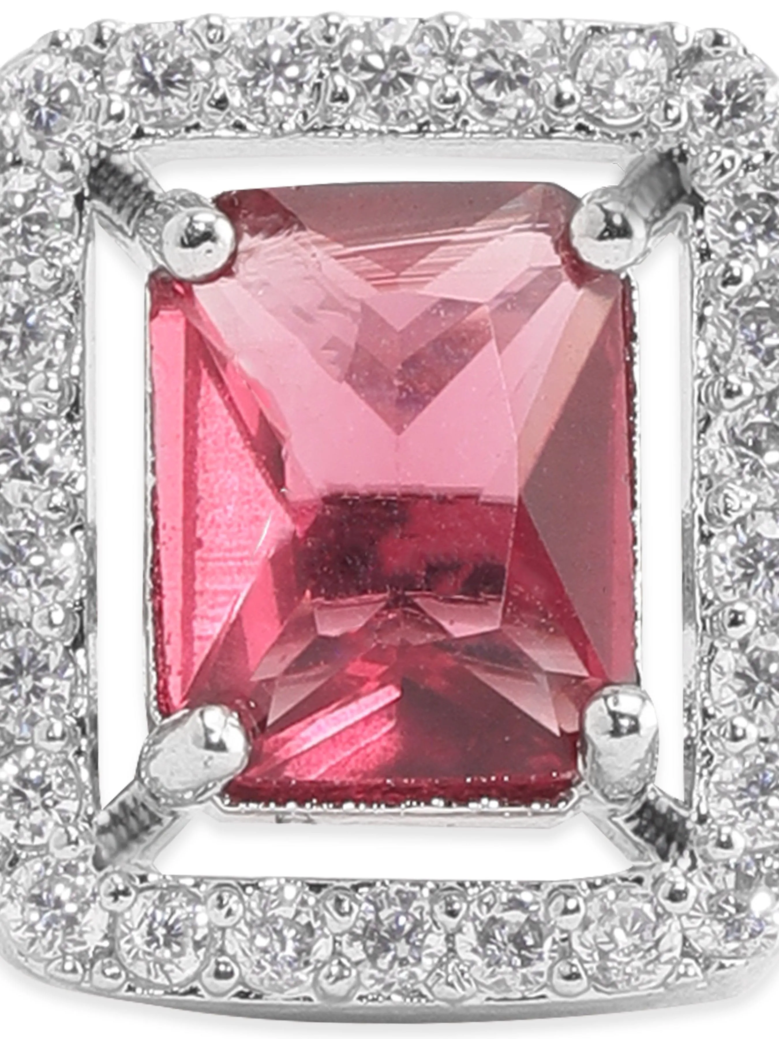 Rubans Rhodium plated Ruby Red Zirconia Classy Ring