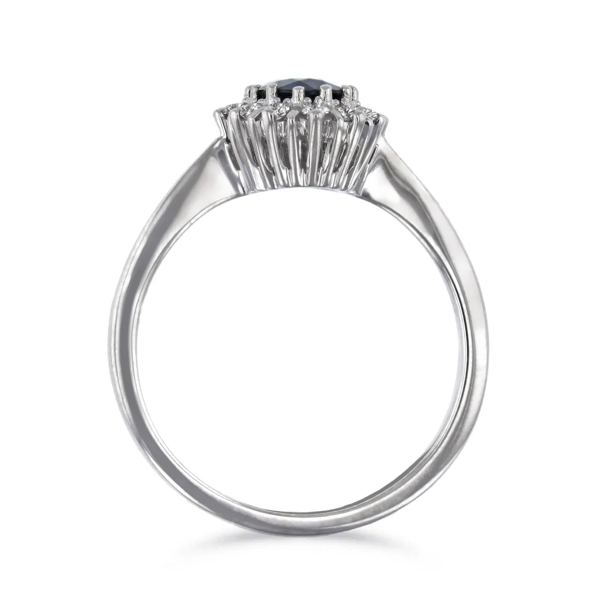 Sapphire and Diamond Bar Set Cluster Ring | Pre-Loved | 18K White Gold