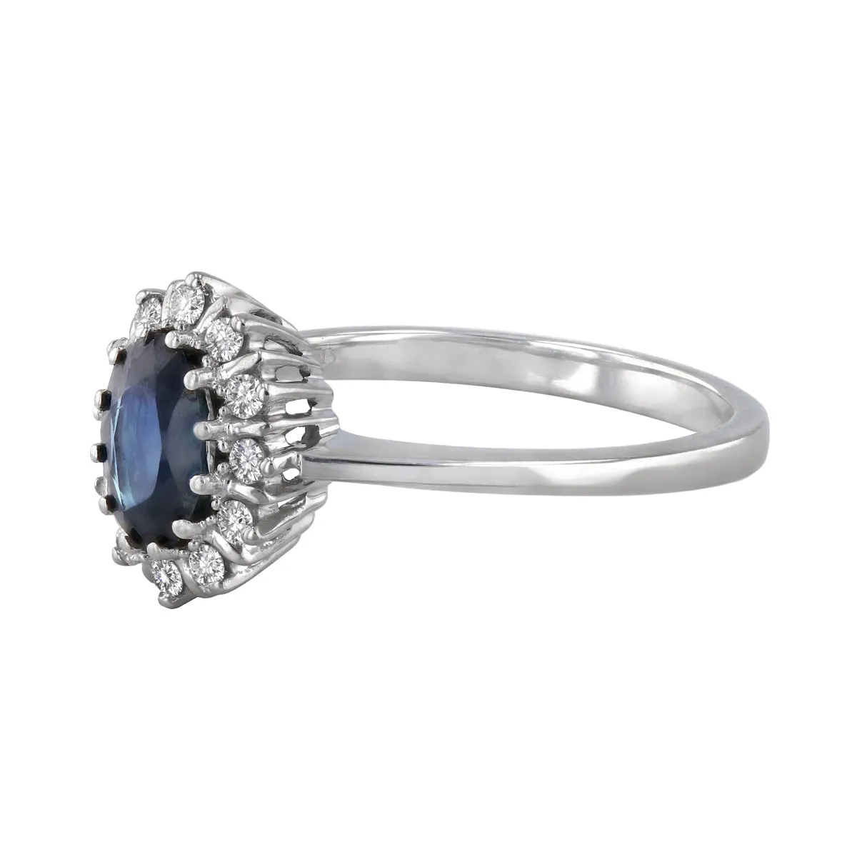 Sapphire and Diamond Bar Set Cluster Ring | Pre-Loved | 18K White Gold
