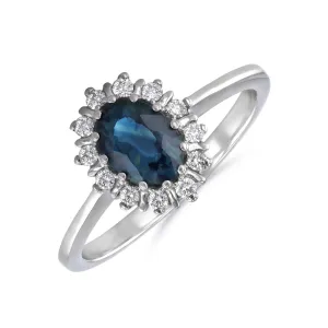 Sapphire and Diamond Bar Set Cluster Ring | Pre-Loved | 18K White Gold