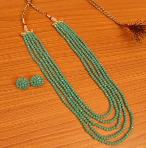 SEA GREEN CRYSTAL 5 LINE NECKLACE SET