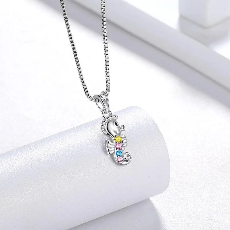 Seahorse Mini Animal Pendant Necklace Jewelry Women Girls Gift 925 Sterling Silver