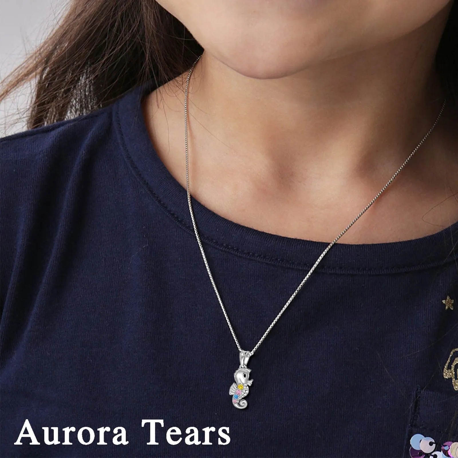 Seahorse Mini Animal Pendant Necklace Jewelry Women Girls Gift 925 Sterling Silver