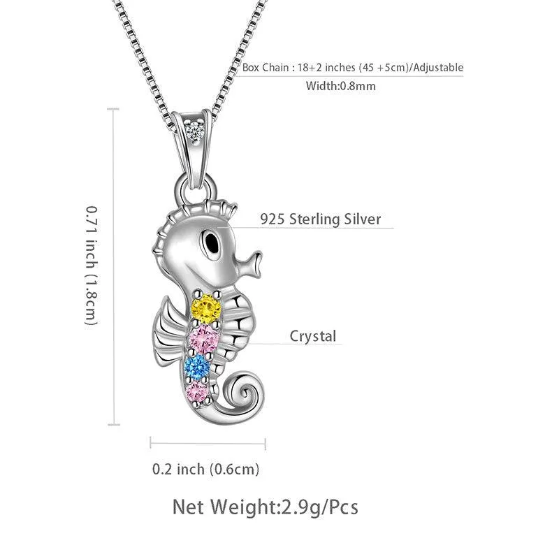 Seahorse Mini Animal Pendant Necklace Jewelry Women Girls Gift 925 Sterling Silver
