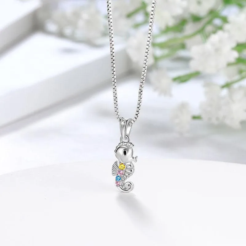 Seahorse Mini Animal Pendant Necklace Jewelry Women Girls Gift 925 Sterling Silver