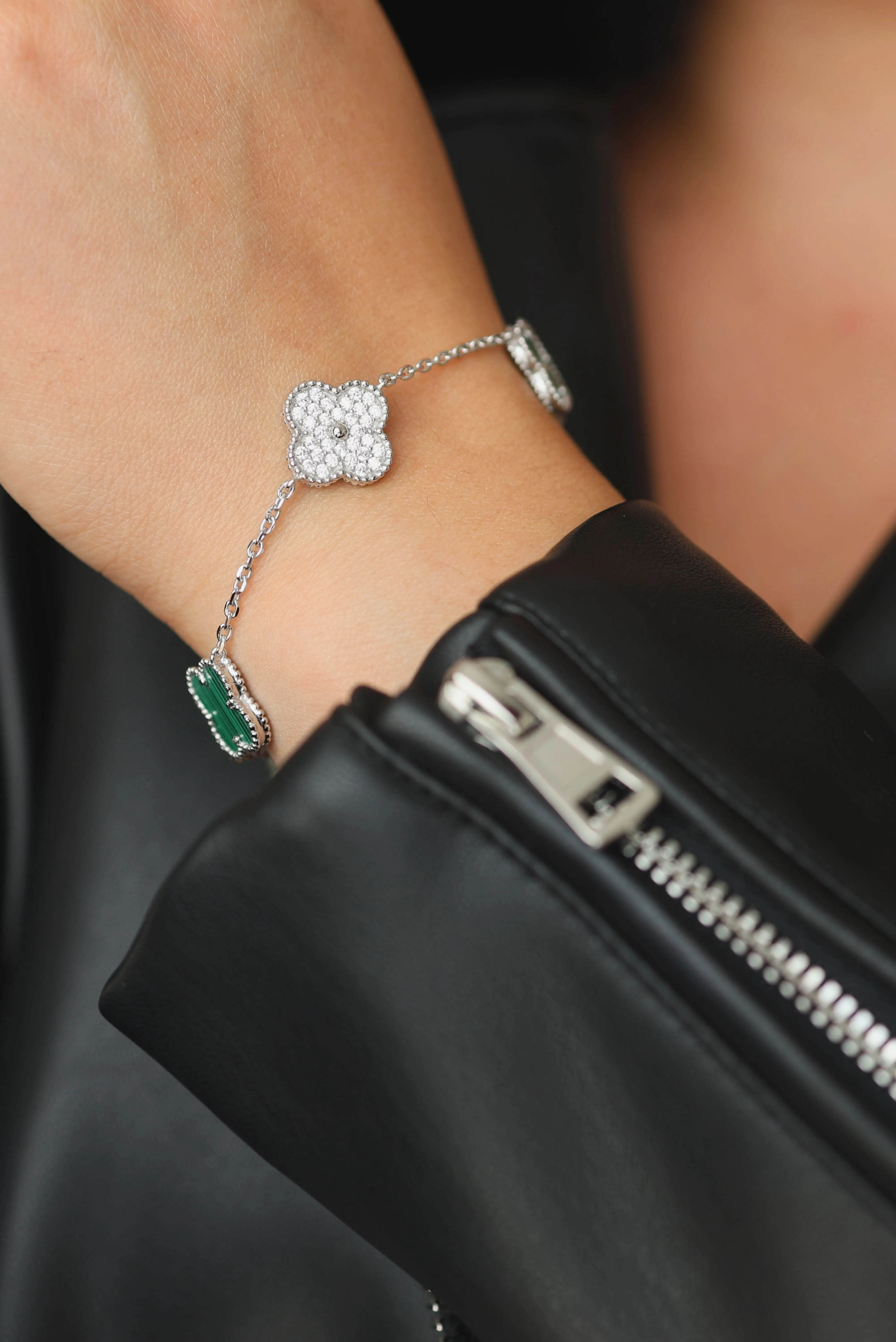 Silver Clover Trio Bracelet