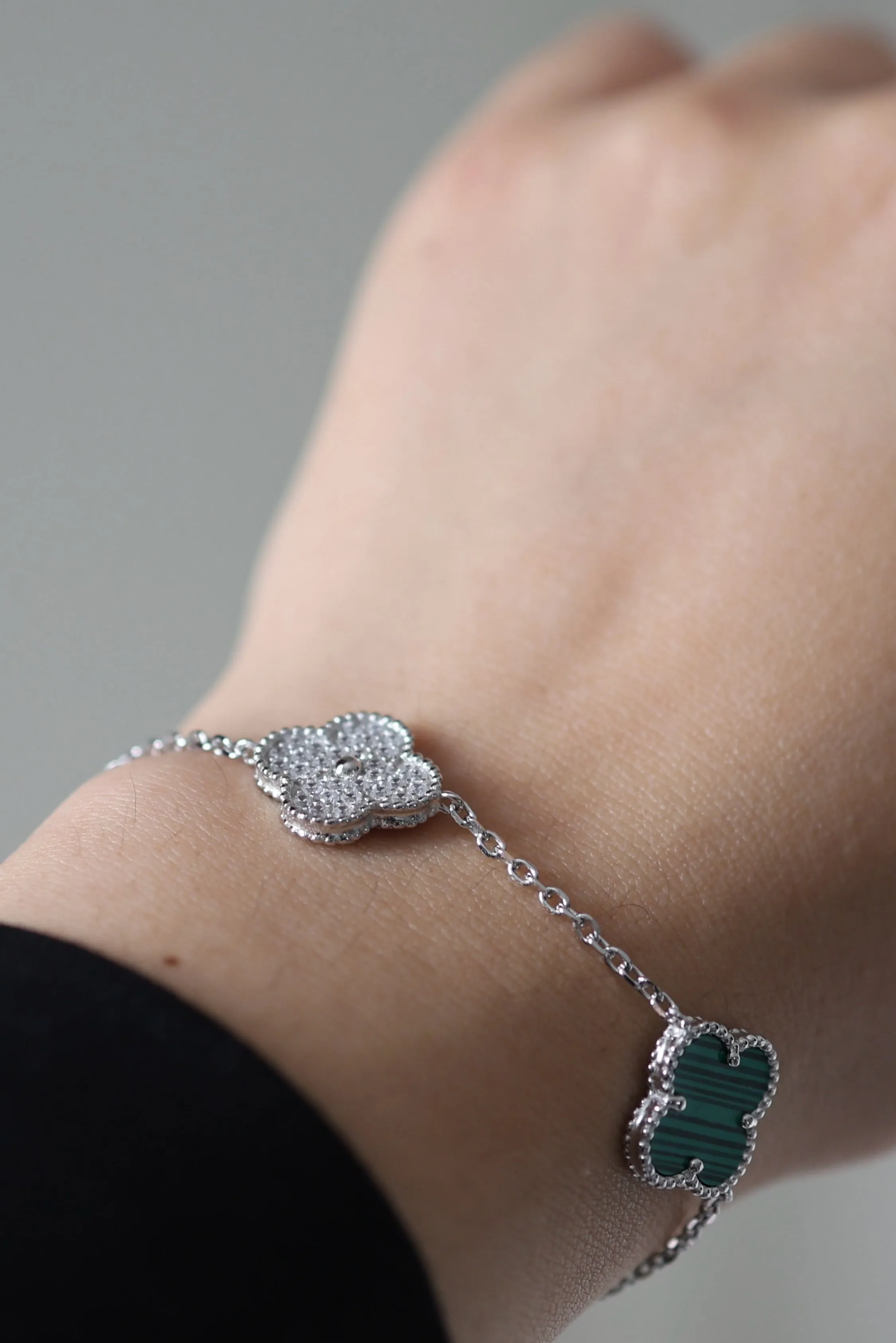 Silver Clover Trio Bracelet