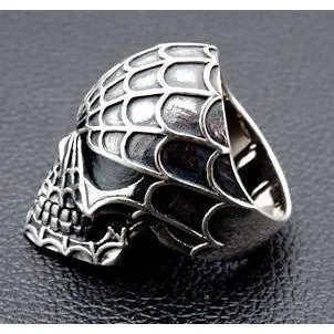Silver Spider Skull Spiderman Ring