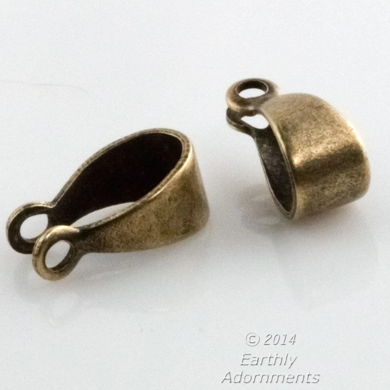 Smooth oxidized brass bail. 11x4mm. Pkg of 6. B9-2287