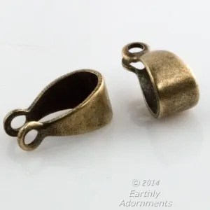 Smooth oxidized brass bail. 11x4mm. Pkg of 6. B9-2287
