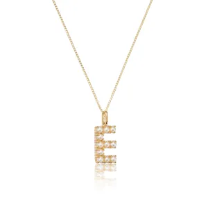 Solid Gold Pearl Initial Letter Necklace
