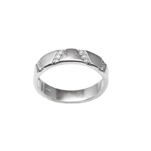 Solid Silver White CZ Men's finger ring