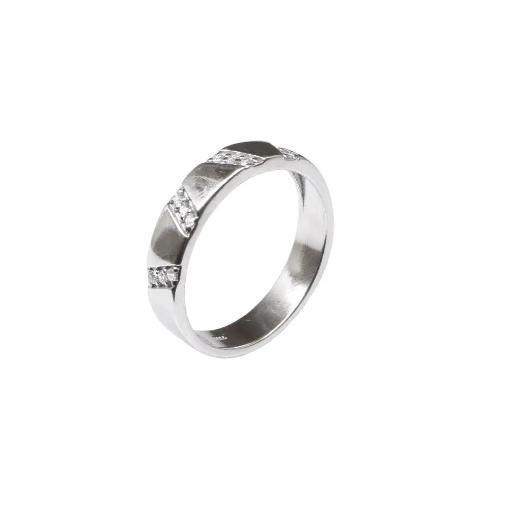 Solid Silver White CZ Men's finger ring