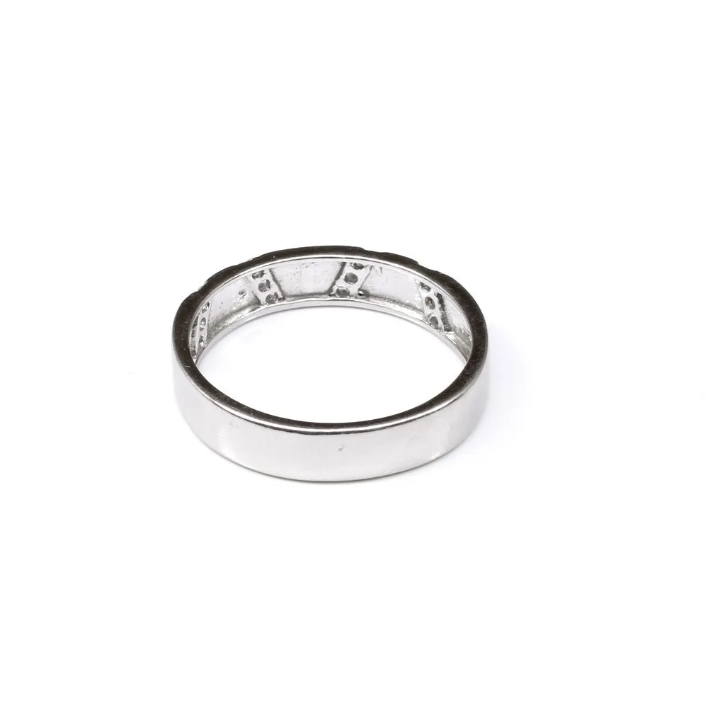 Solid Silver White CZ Men's finger ring