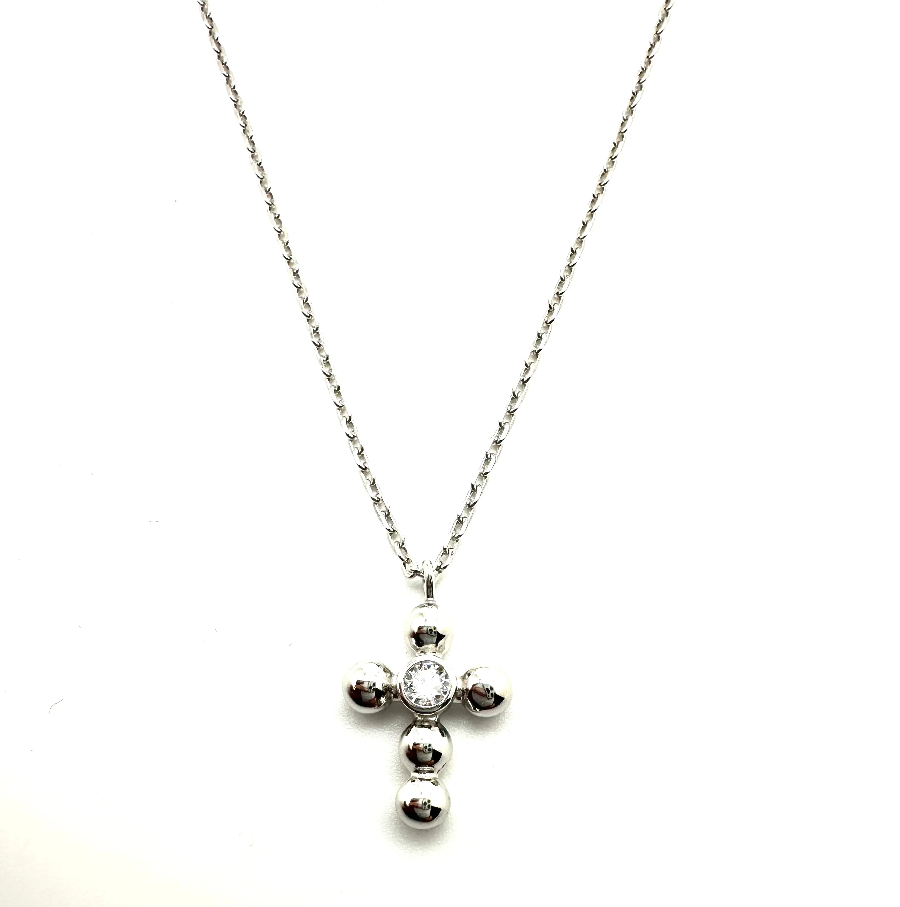 Sterling Cross and CZ Necklace