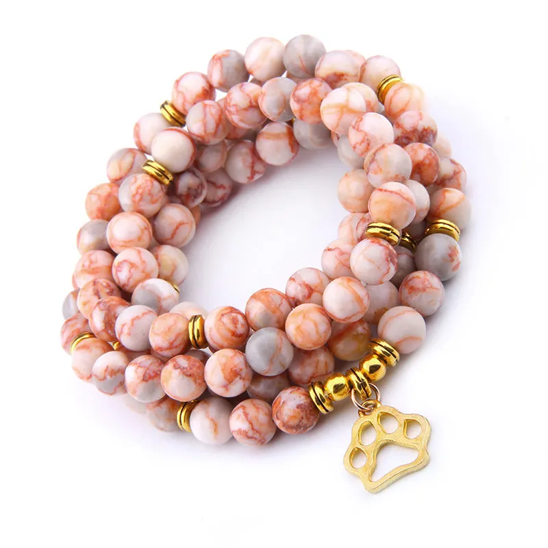 Tree Pattern Agate Stone Long Bracelet