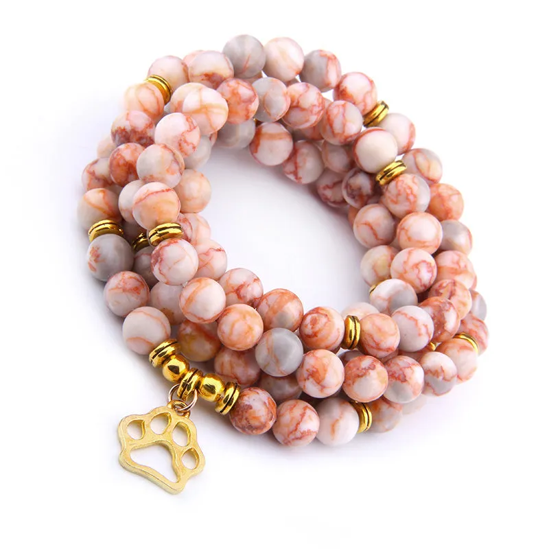 Tree Pattern Agate Stone Long Bracelet