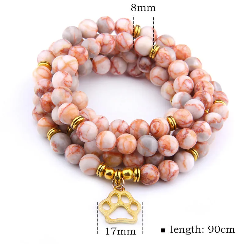 Tree Pattern Agate Stone Long Bracelet