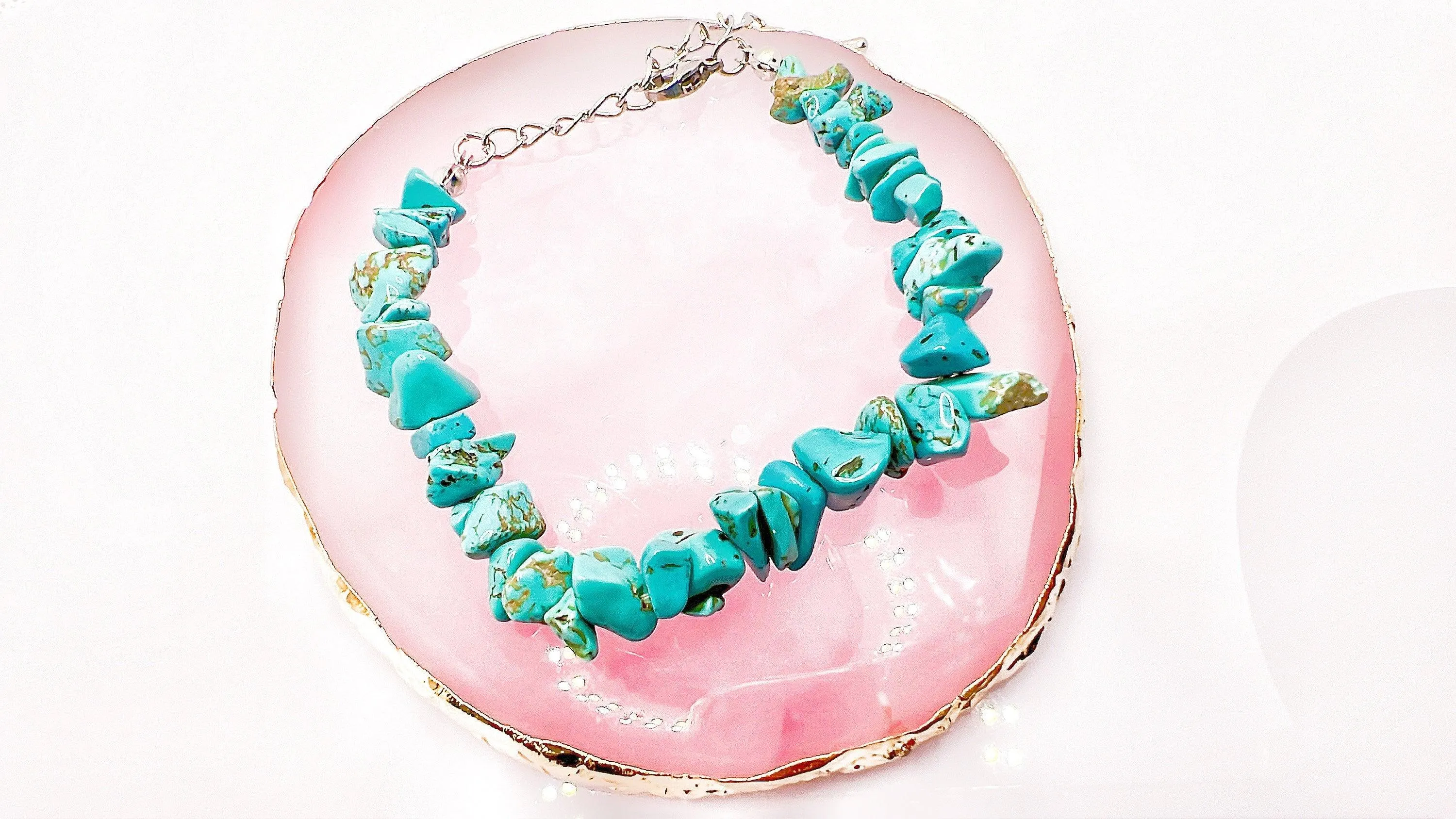 Turquoise Crystal Stone Chip Bracelets
