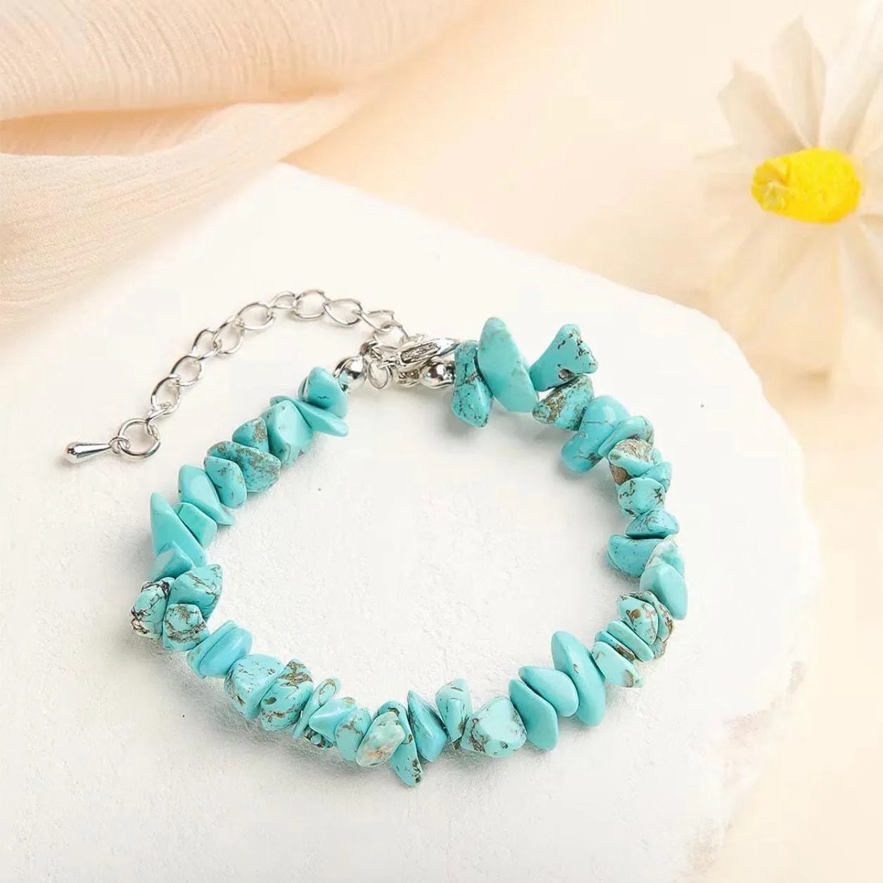Turquoise Crystal Stone Chip Bracelets