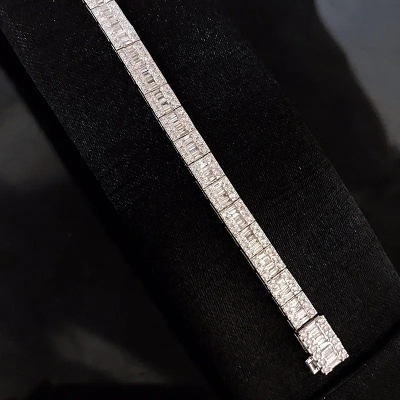 UBESTNICE Luxury Full Diamond Bracelets Genuine 18K Solid White Gold AU750 Women Fine Jewelry Elegant Fashion Wedding Party Gift