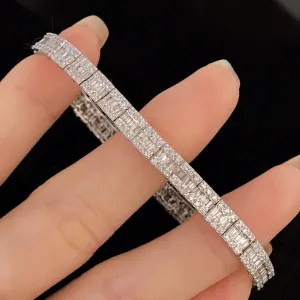 UBESTNICE Luxury Full Diamond Bracelets Genuine 18K Solid White Gold AU750 Women Fine Jewelry Elegant Fashion Wedding Party Gift