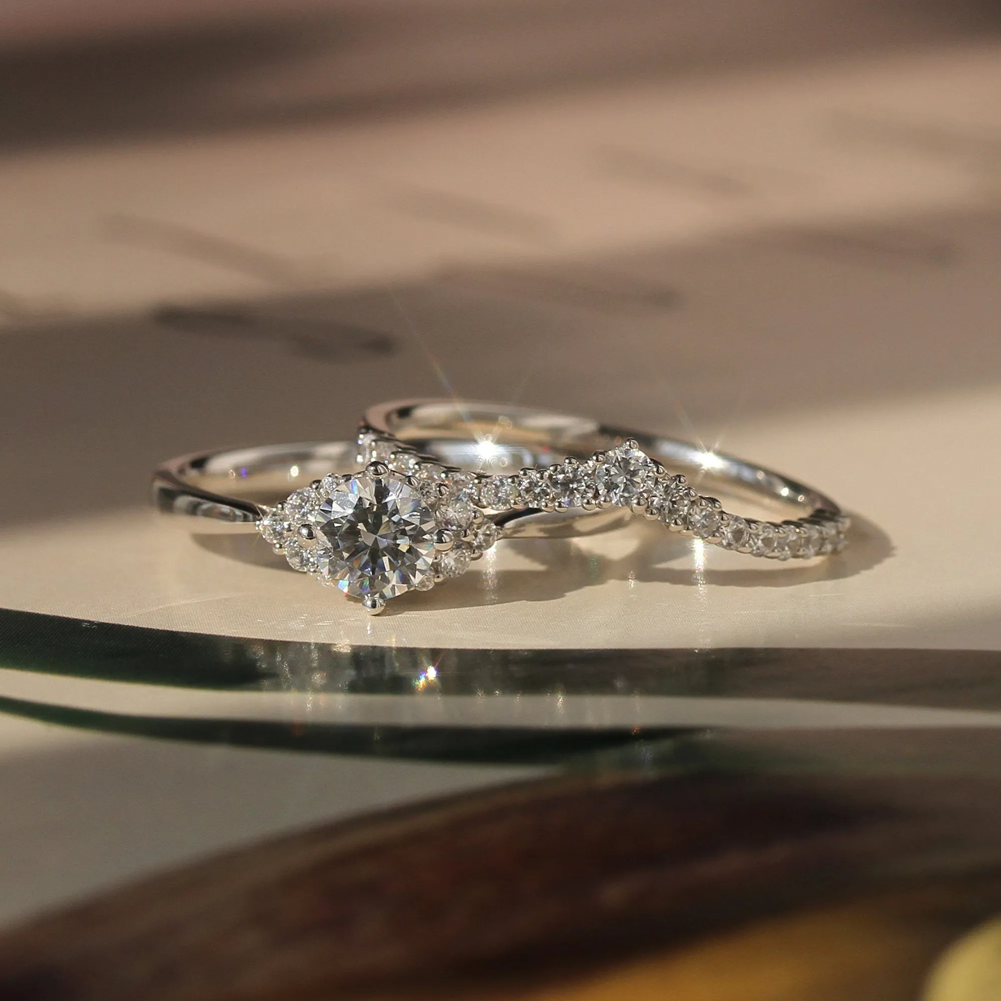V-Shaped Brilliance: White Gold Set, 0.5 CT