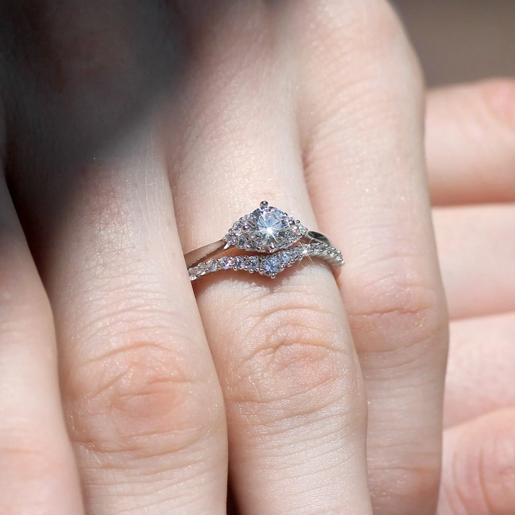 V-Shaped Brilliance: White Gold Set, 0.5 CT
