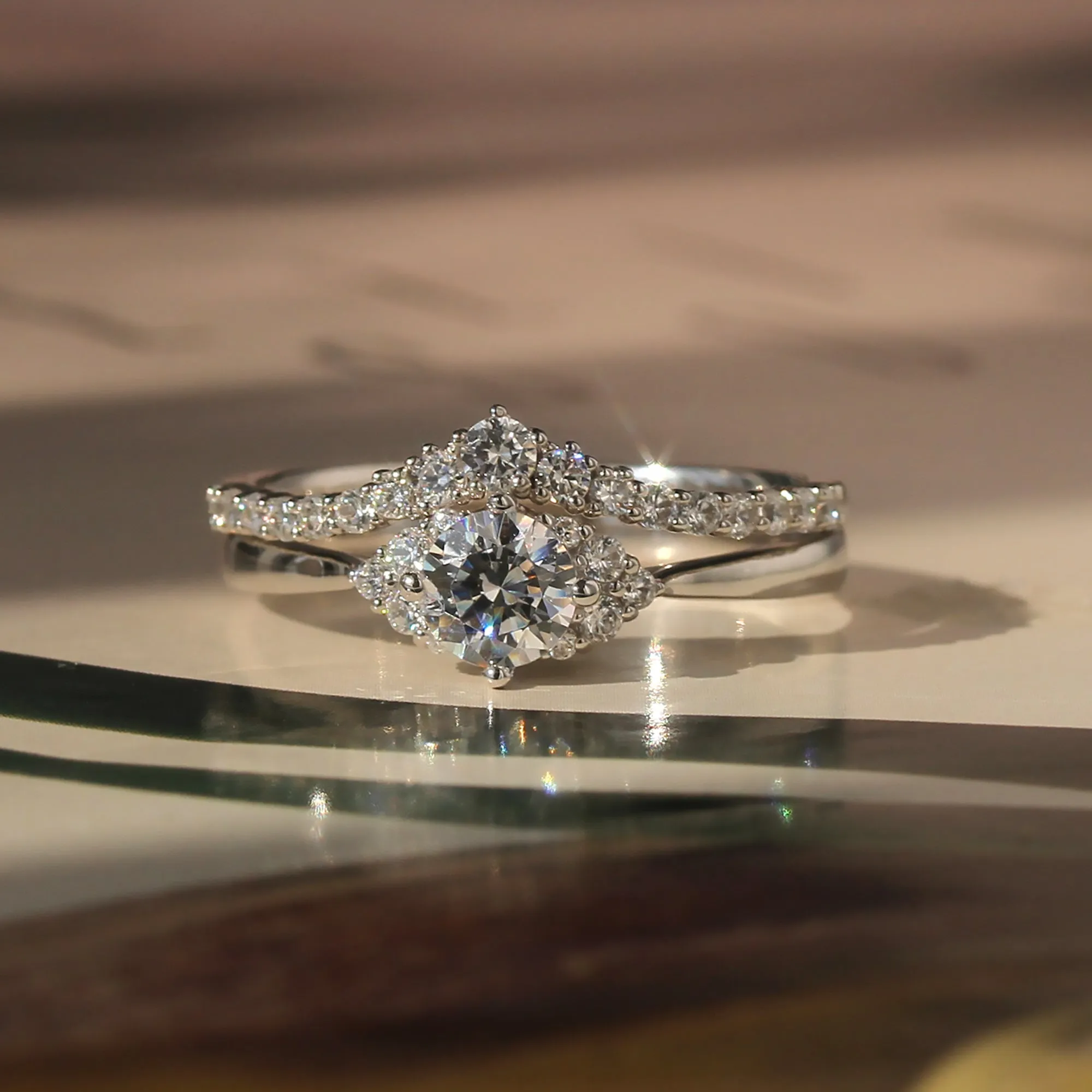 V-Shaped Brilliance: White Gold Set, 0.5 CT