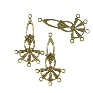 Vintage brass filigree chandelier drop. 30x17mm Pkg. of 2. b9-0638