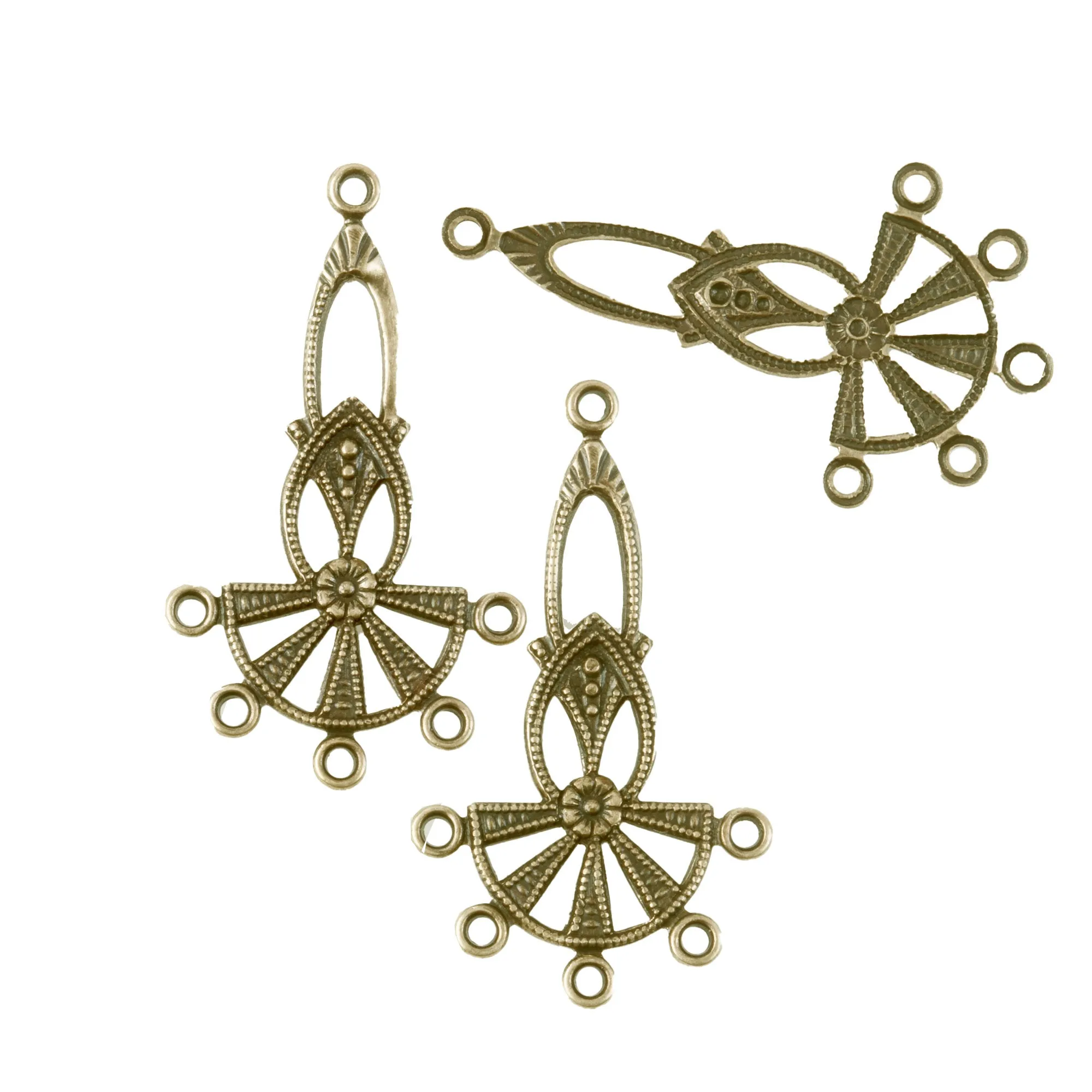 Vintage brass filigree chandelier drop. 30x17mm Pkg. of 2. b9-0638
