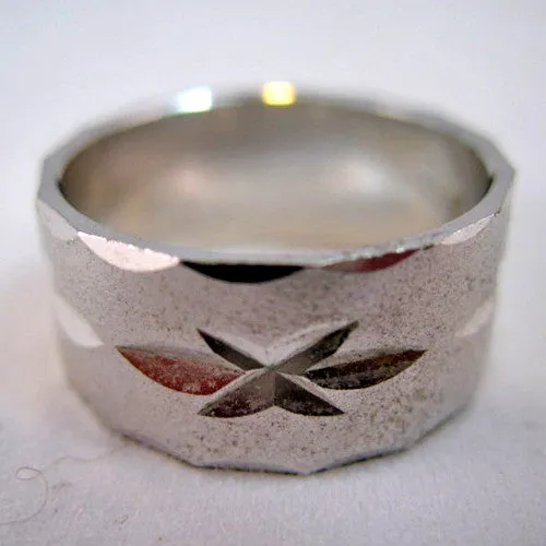 Vintage Engraved Carved Silver Tone ETERNITY BAND RING size 9.5 Mens Jewelries Rings