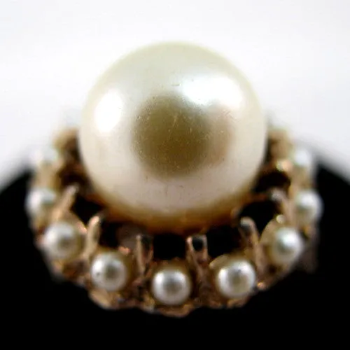 VINTAGE Faux PEARL PEARLS Womens RINGS RING Adjustable size 7 7.5 7.75 8