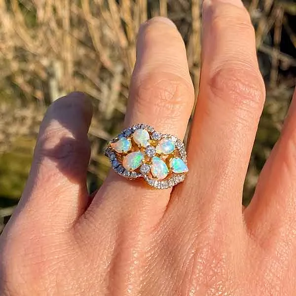 Vintage Opal & Diamond Ring
