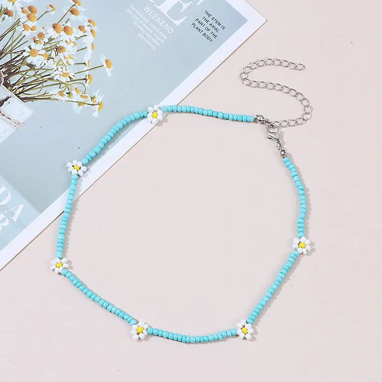 Wholesale Bohemian Daisy Rice Beads Necklaces