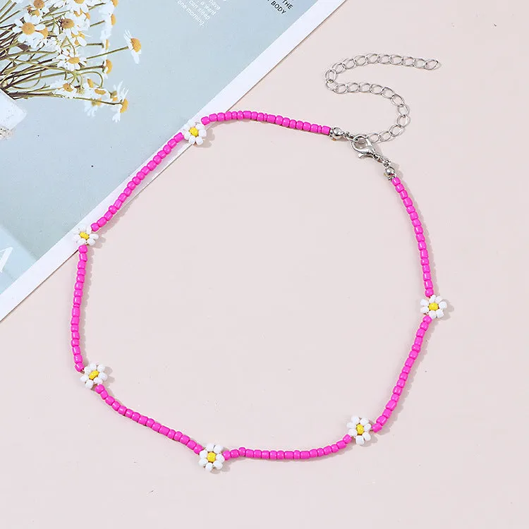 Wholesale Bohemian Daisy Rice Beads Necklaces