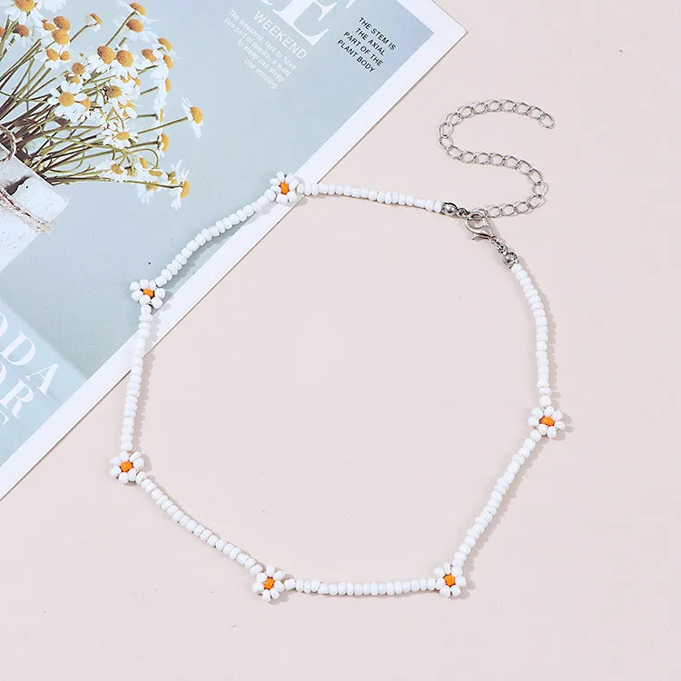 Wholesale Bohemian Daisy Rice Beads Necklaces