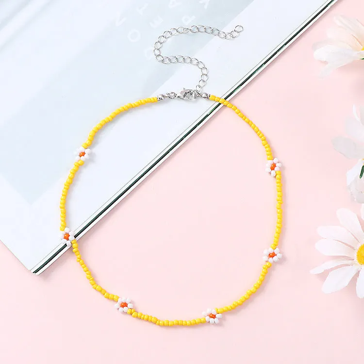 Wholesale Bohemian Daisy Rice Beads Necklaces