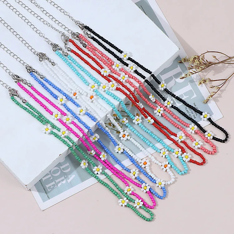 Wholesale Bohemian Daisy Rice Beads Necklaces