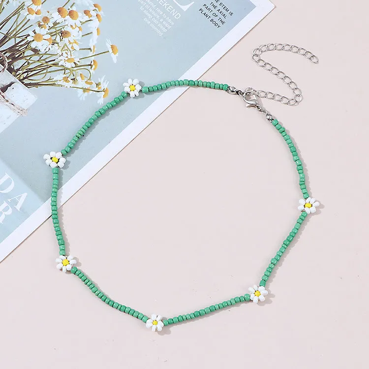 Wholesale Bohemian Daisy Rice Beads Necklaces