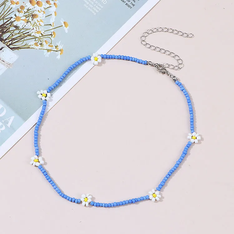 Wholesale Bohemian Daisy Rice Beads Necklaces