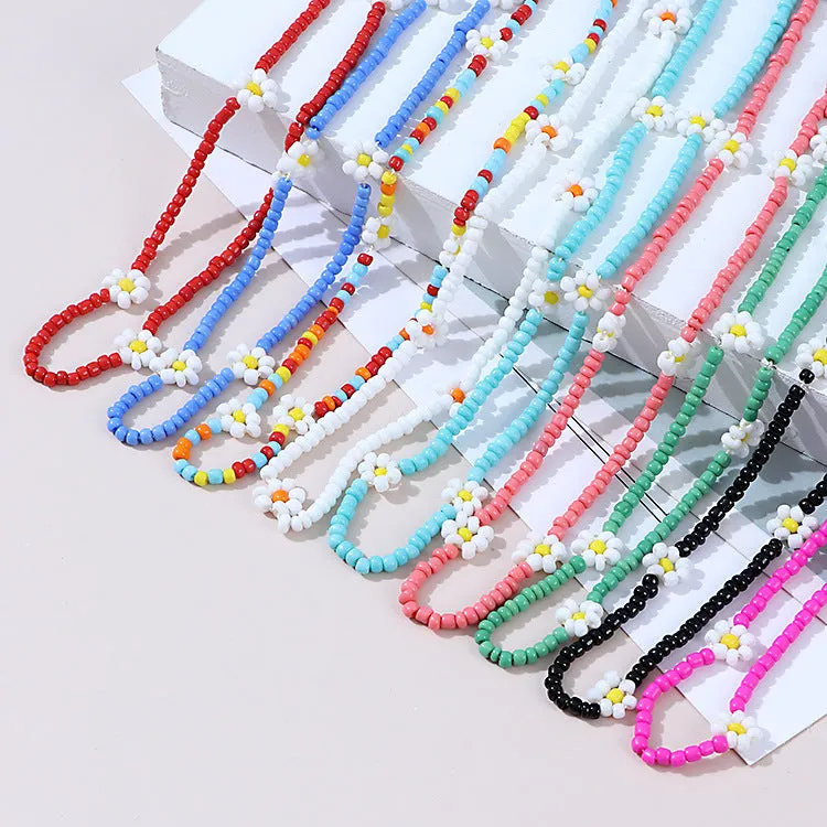 Wholesale Bohemian Daisy Rice Beads Necklaces