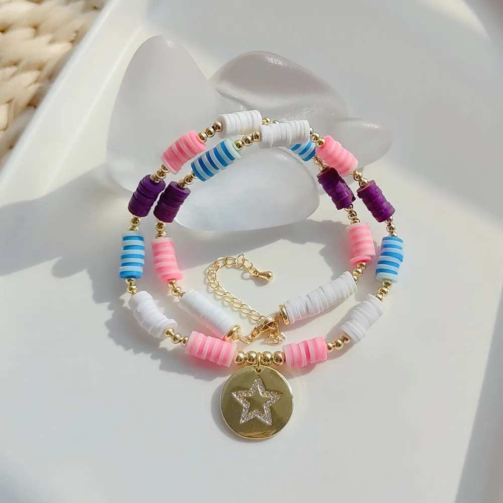 Wholesale Bohemian Style Diamond Pendant Pendant Colorful Polymer Clay Necklace
